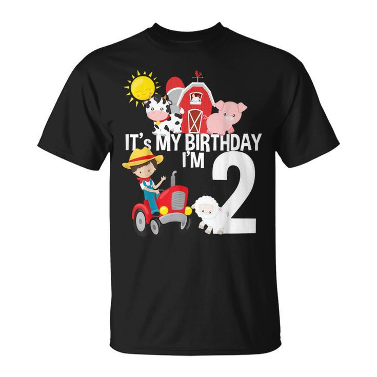 It's My Birthday Farm Theme Birthday 2 Yrs Old T-Shirt