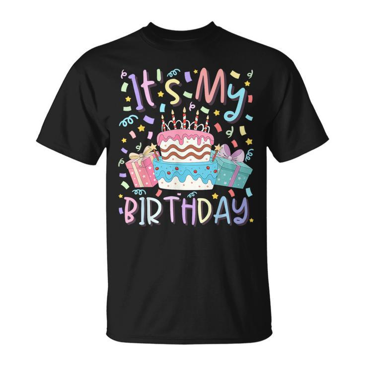 It's My Birthday Birthday Party Pastel Cake For Girls T-Shirt