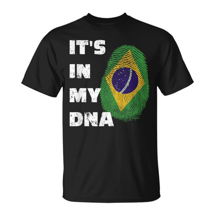 It's In My Dna Brazil Pride Fingerprint Flag Brasil T-Shirt