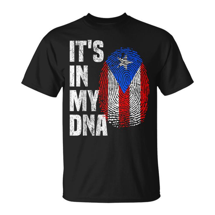 It's In My Dna Puerto Rico Flag Puerto Rican Fingerprint T-Shirt