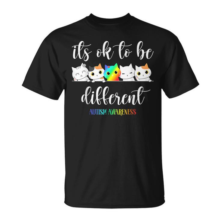 It's Ok To Be Different Cat Autism Awareness T-Shirt