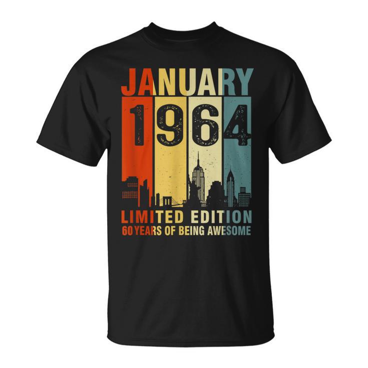 January 1964 60 Years Of Being Awesome Vintage T-Shirt