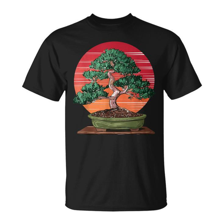 Japanese Bonsai Tree Retro Vintage Sunset T-Shirt