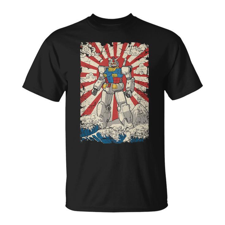 Japanese Mecha Anime Robot Kanagawa Great Wave Manga T-Shirt