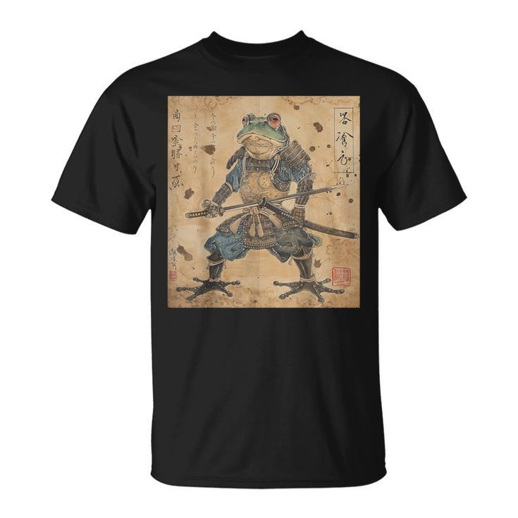 Japanese Samurai Frog In Ukiyo-E Woodblock Style T-Shirt