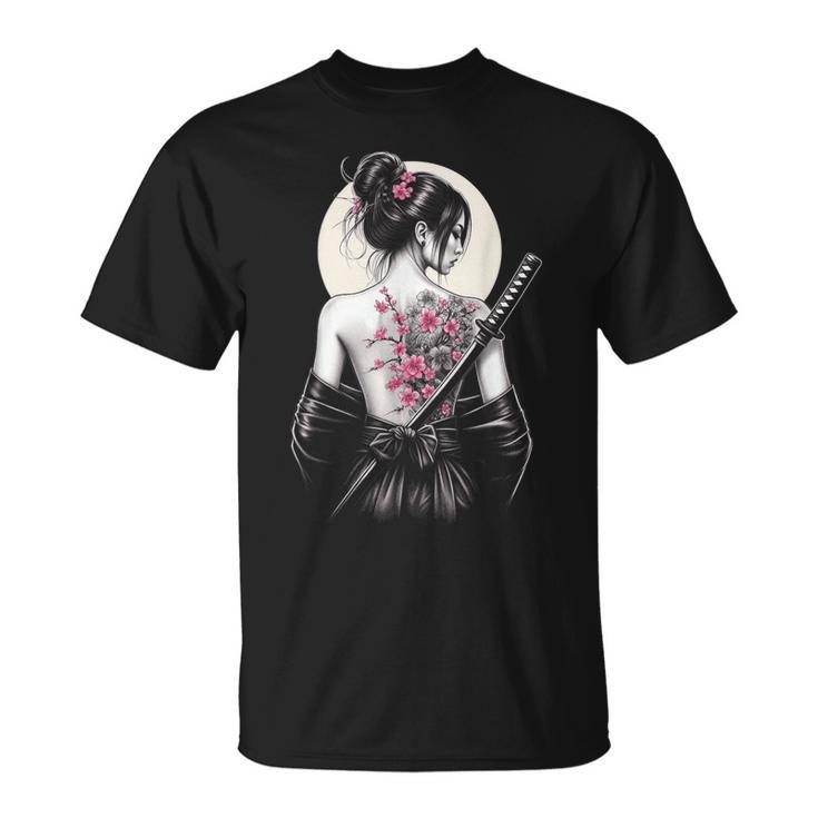 Japanische Samurai-Kriegerin Geisha T-Shirt