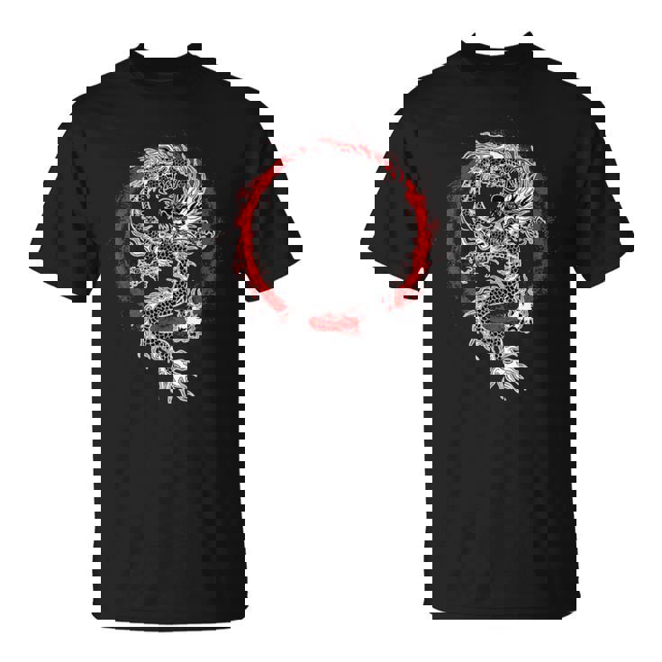 Japonés Estético Dragón Y Sol Símbolo Kanji Japón Tatuaje Camiseta unisex