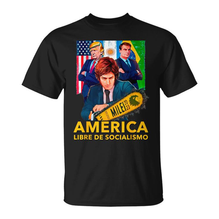 Javier Milei Presidente 2023 America Libre De Socialismo T-Shirt