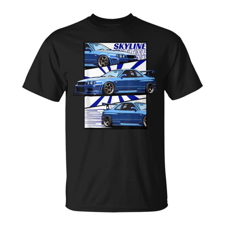 Jdm R34 Motorsport Car Drift Sky Line Car Comic Style Japan T-Shirt