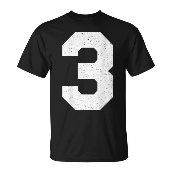 Jersey Number 3 Athletic Style T-Shirt