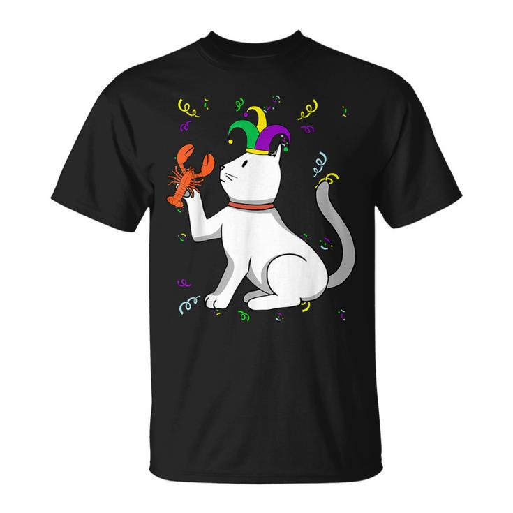 Jester Cat Crawfish Mardi Gras Carnival Masquerade Party T-Shirt