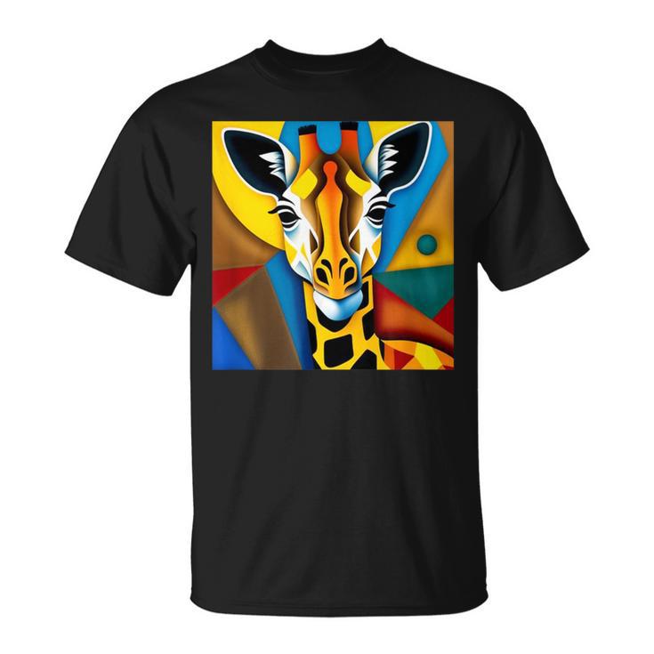 Jirafa Africano Animales Motivo África Colorido Jirafa Amantes Camiseta unisex