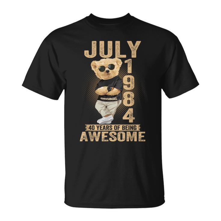 July 40Th Birthday 1984 Awesome Teddy Bear T-Shirt