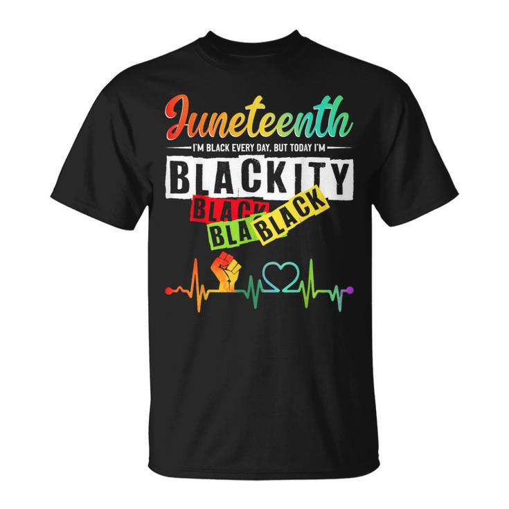Junenth Blackity Heartbeat Black History African America T-Shirt