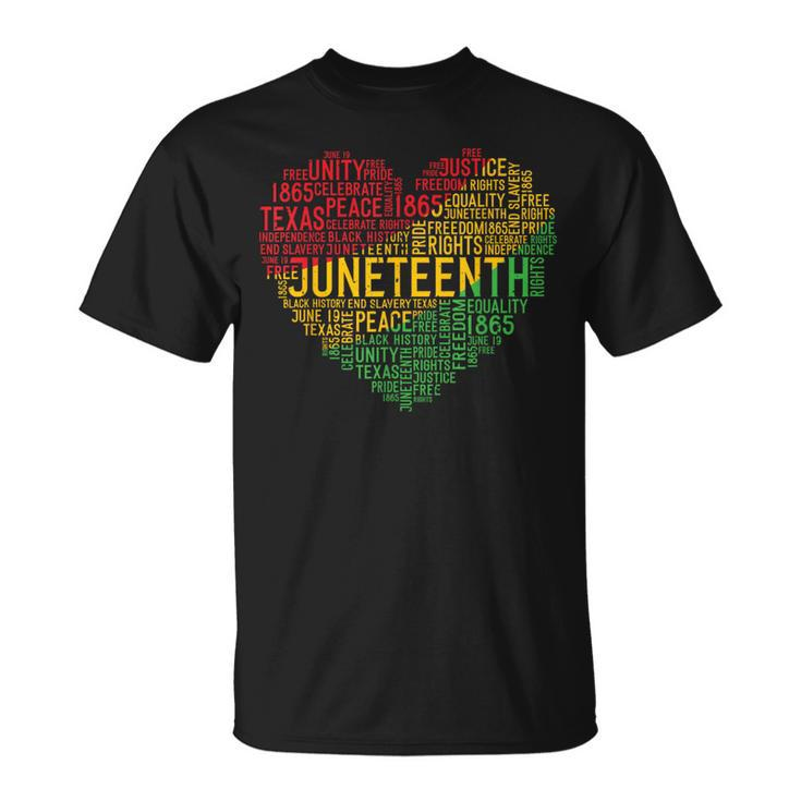 Junenth Heart Black History Afro American African Freedom T-Shirt