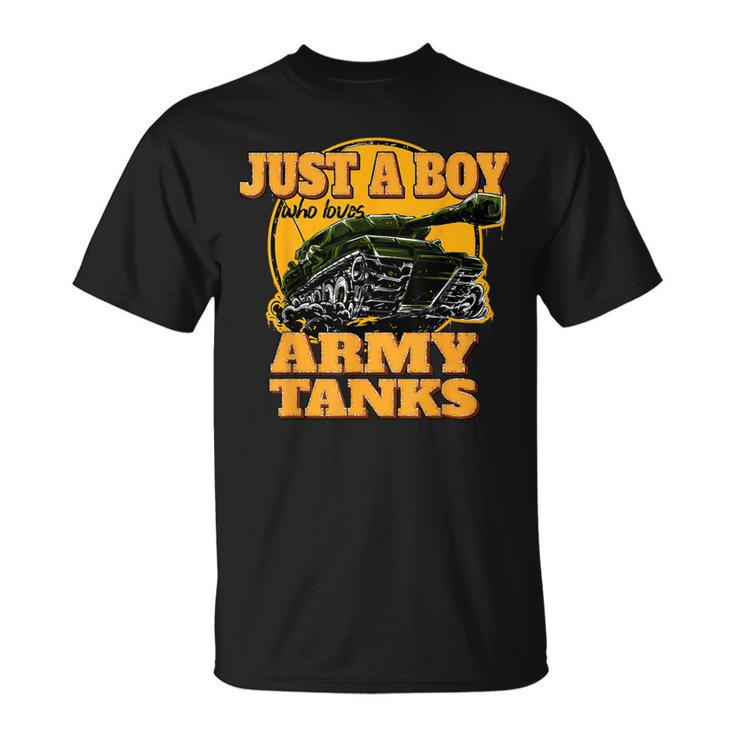 Just A Boy Who Loves Army Tanks Vintage Military Tank T-Shirt
