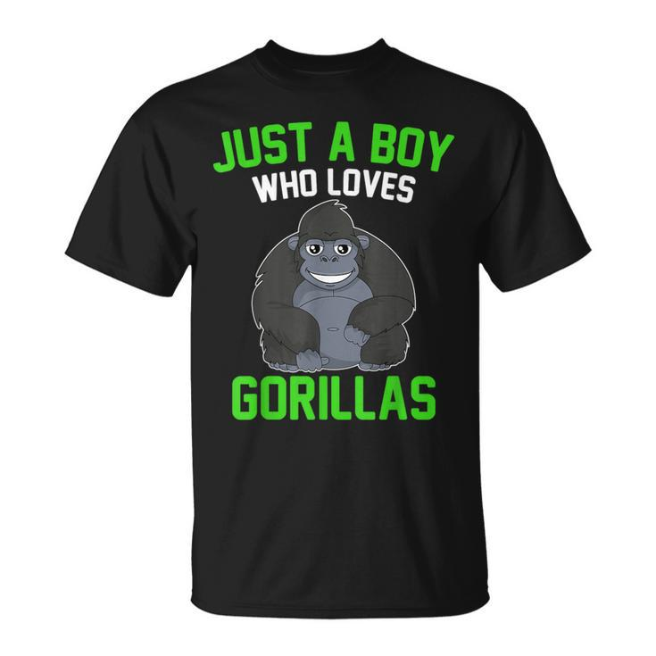 Just A Boy Who Loves Gorillas Toddler Gorilla T-Shirt