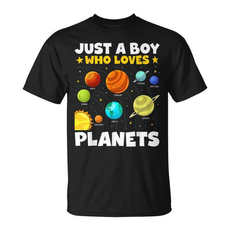 Just A Boy Who Loves Planets Solar System Space Science T-Shirt