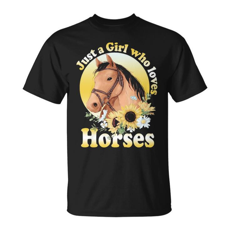 Just A Girl Who Loves Horses  Riding Girls T-Shirt