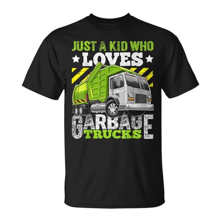 Just A Kid Who Loves Garbage Trucks For Boys T-Shirt