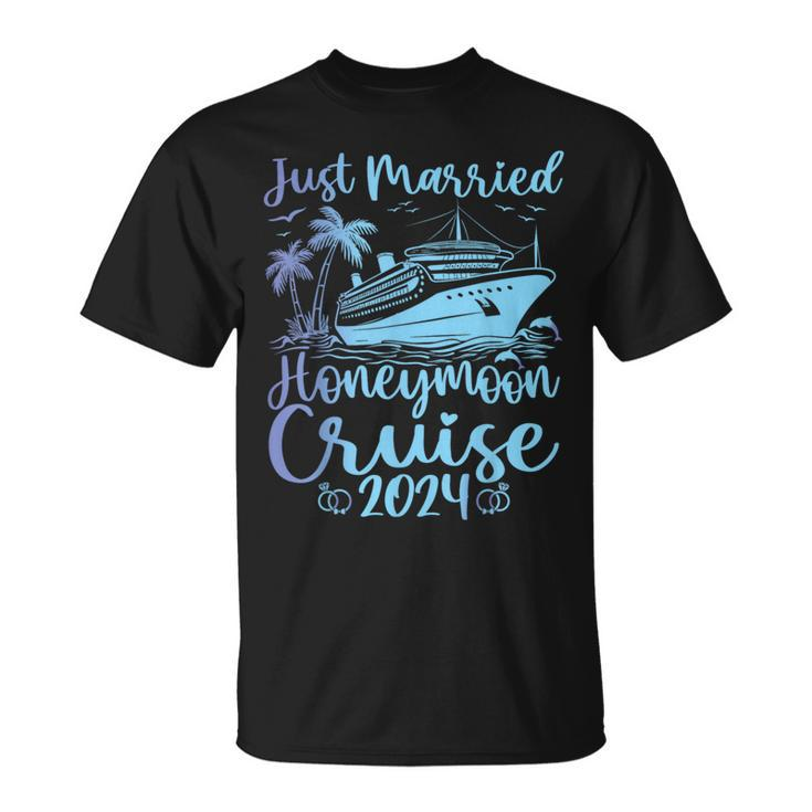 Just Married 2024 Wedding Ring Matching Honeymoon Cruise T-Shirt