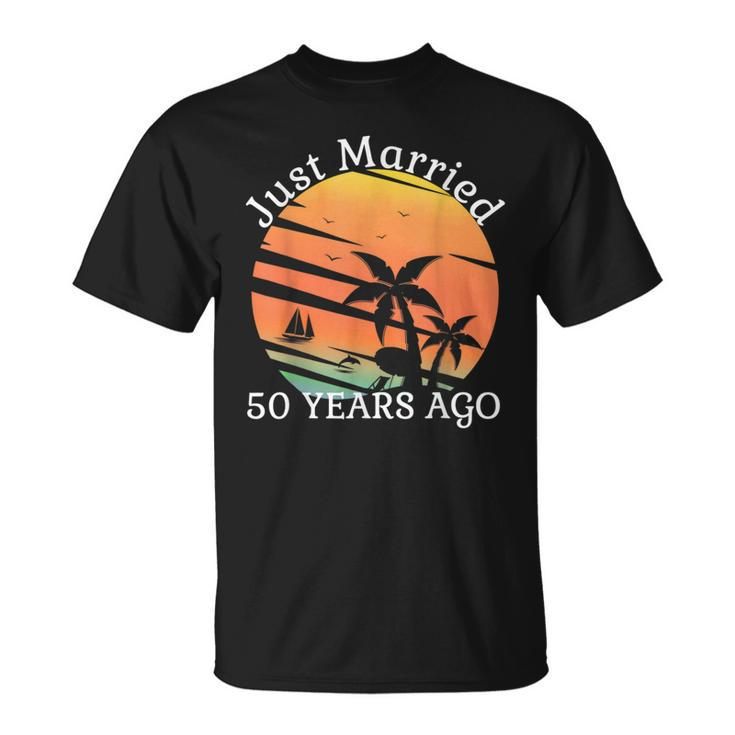 Just Married 50 Years Old 50Th Wedding Anniversary Cruise T-Shirt