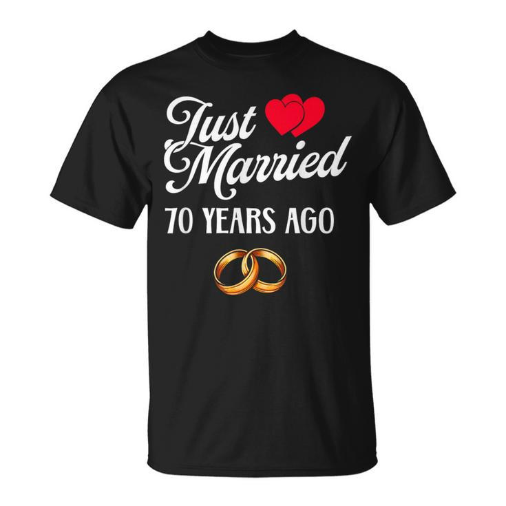 Just Married 70 Years Ago Couple 70Th Anniversary T-Shirt