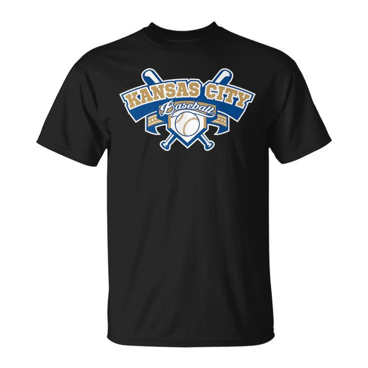 Kansas City Baseball Home Plate & Bat Script Gameday Fan T-Shirt