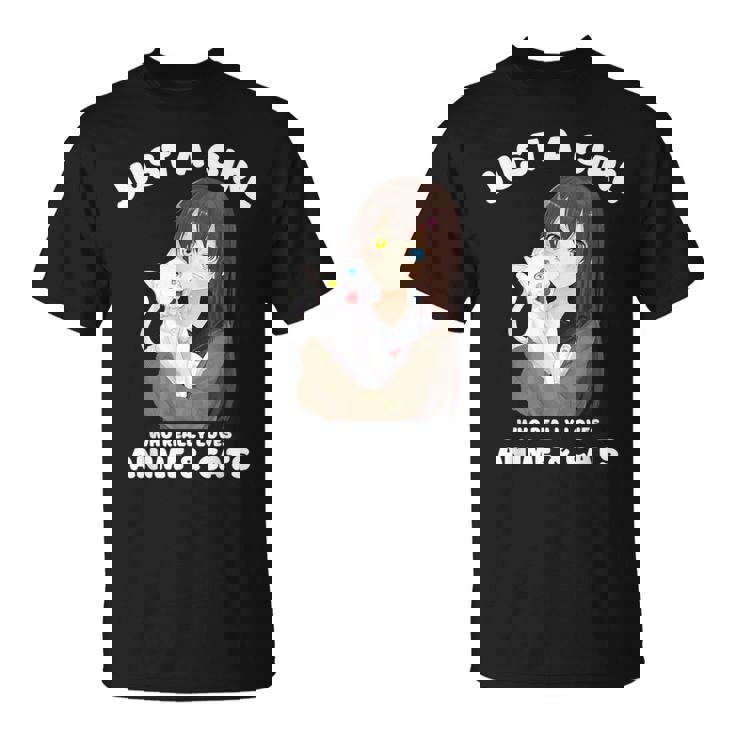 Kawaii Anime Solo Una Chica Que Realmente Ama El Anime Y Los Gatos Camiseta unisex