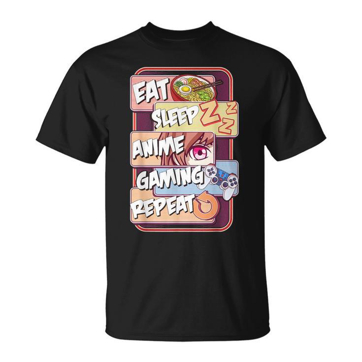 Kawaii Eat Sleep Anime Gaming Repeat Otaku Anime Manga T-Shirt