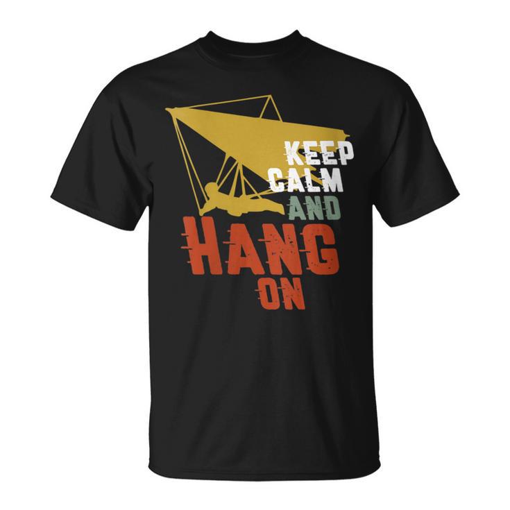 Keep Calm And Hang On Hang Gliding And Kite Surfing T-Shirt