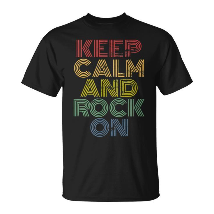 Keep Calm And Rock On Retro 70S Vintage Distressed Look T-Shirt