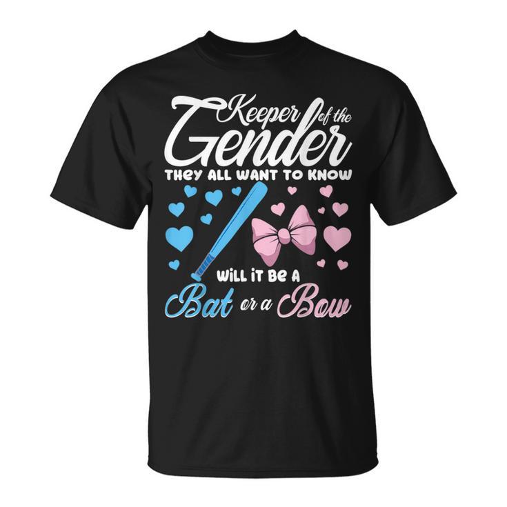 Keeper Of The Gender Bat Or Bow Gender Reveal For T-Shirt