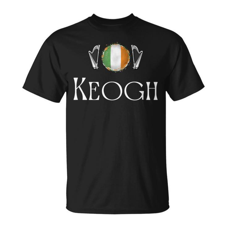 Keogh Surname Irish Family Name Heraldic Flag Harp T-Shirt
