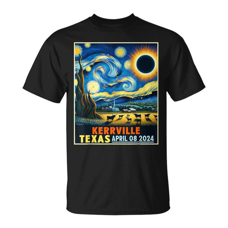 Kerrville Texas Total Solar Eclipse 2024 Starry Night T-Shirt
