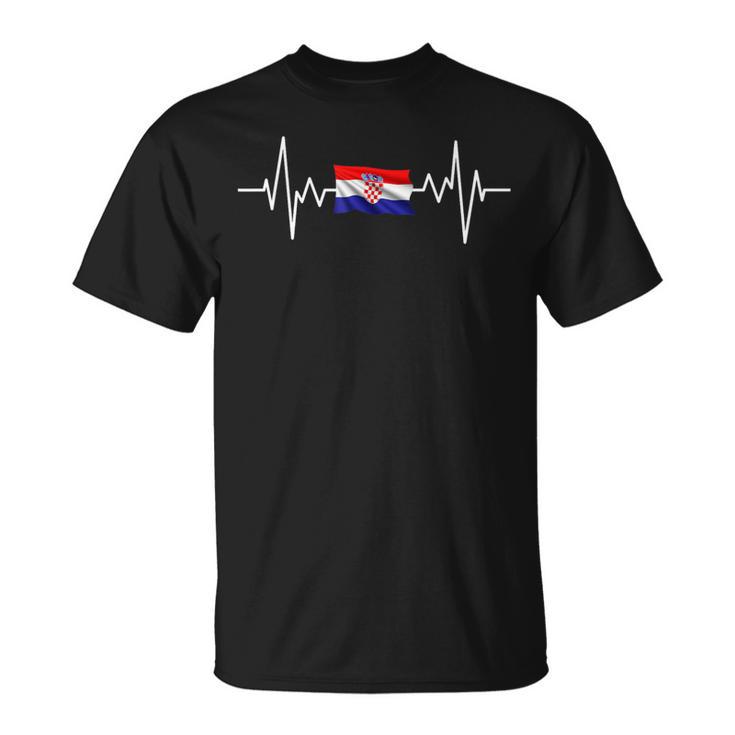 Kroatische Flagge Geschenk Herzschlag Kroatien Hrvatska T-Shirt