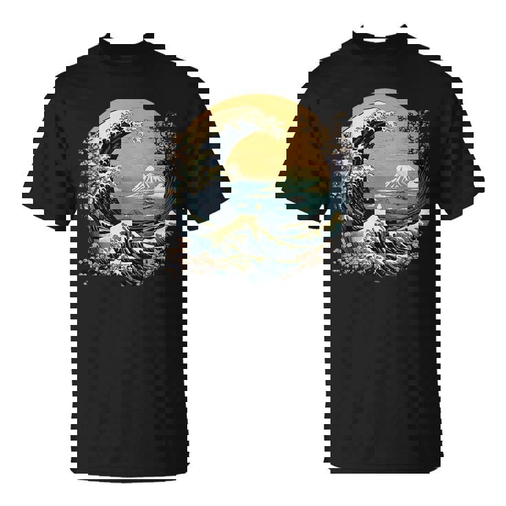 La Gran Ola Y Las Montañas Arte Japonés Kanagawa Camiseta unisex