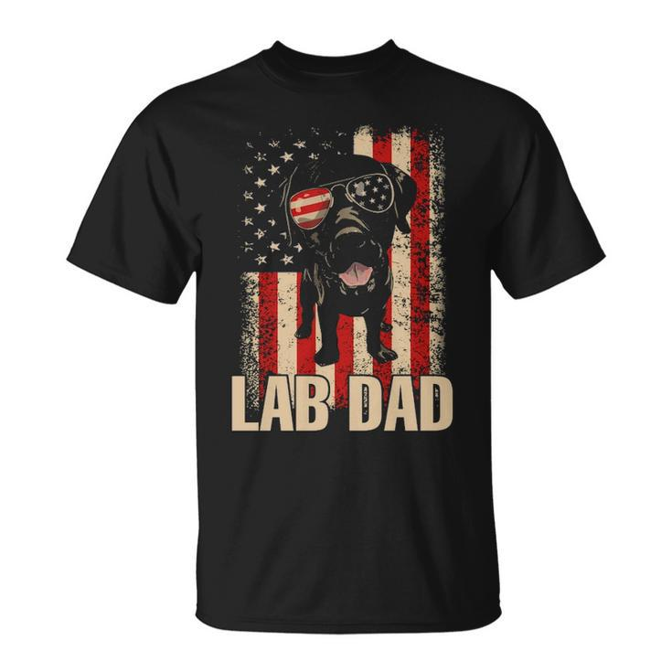 Lab Dad Labrador Retriever Dog American Flag T-Shirt