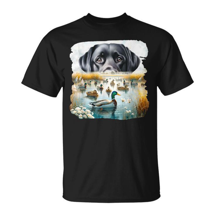 Labrador Retriever Dog Dogs Us Flag Duck Hunter T-Shirt