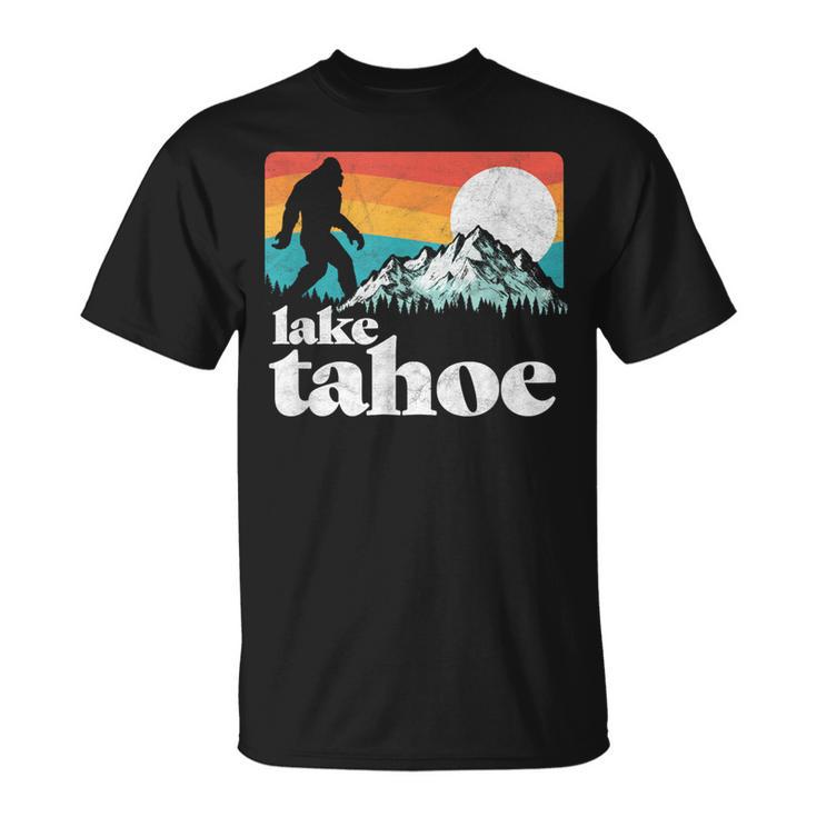 Lake Tahoe Retro Bigfoot Mountains Vintage Graphic T-Shirt