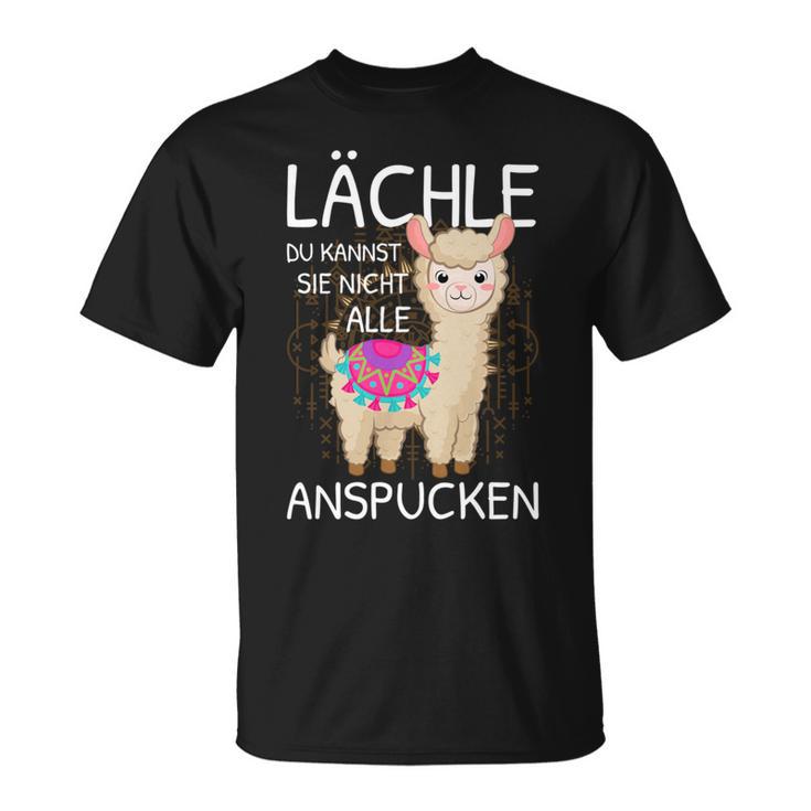 Lama Spruch Alpaka Lächle Du Kannst Sie Nicht Anspucken Lama T-Shirt