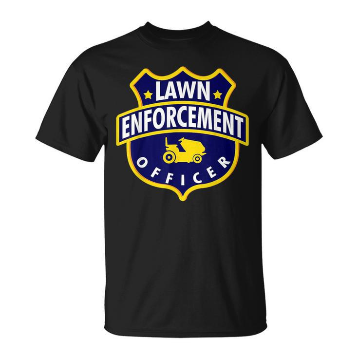 Lawn Enforcement Officer Lawnmower Police Fathers Day T-Shirt