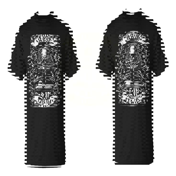 Lee Libros Sé Amable Quédate Raro Esqueleto Amante De Los Libros Camiseta unisex