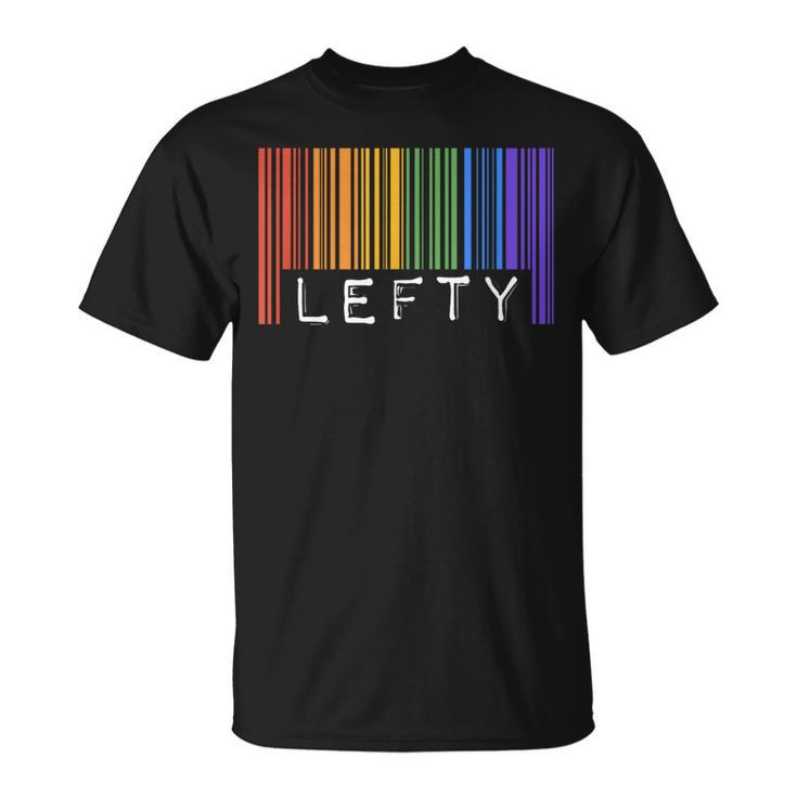 Lefty Left Handed Gay Pride Flag Barcode Queer Rainbow Lgbtq T-Shirt