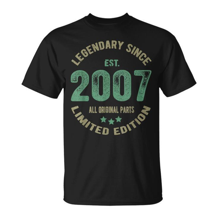 Legend Since 2007 17Th Birthday Retro 17 Years Old Boy T-Shirt