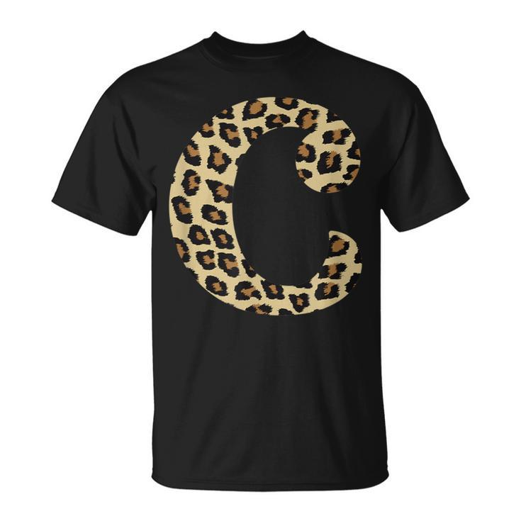 Leopard Cheetah Print Letter C Initial Rustic Monogram T-Shirt