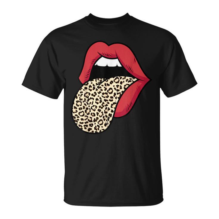 Leopard Print Red Lips Sexy Cheetah Leopard Print Red Lips T-Shirt