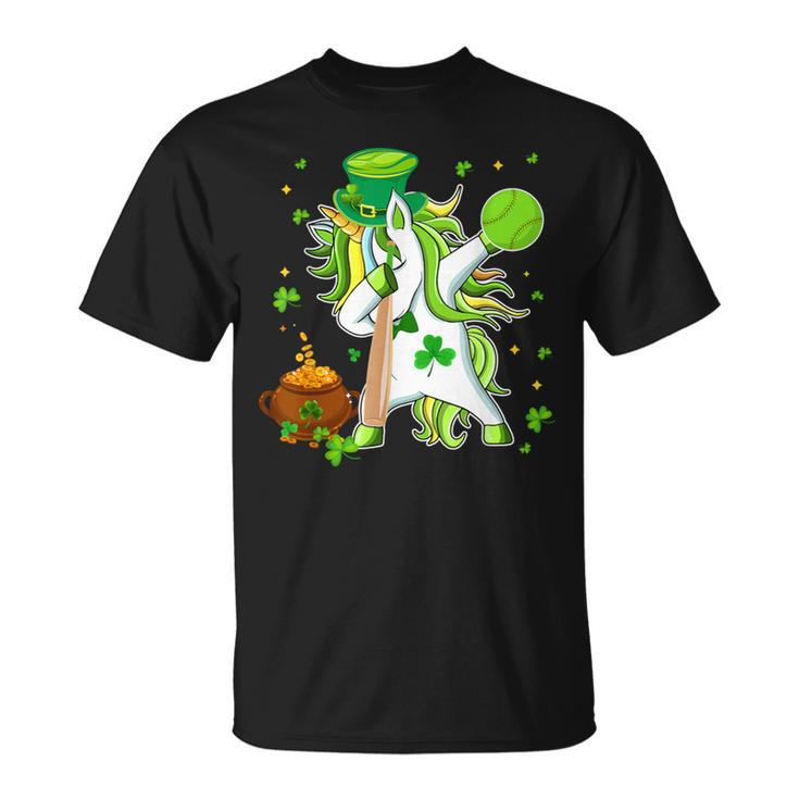 Lepricorn Dabbing Softball Unicorn St Patrick's Day 2024 T-Shirt