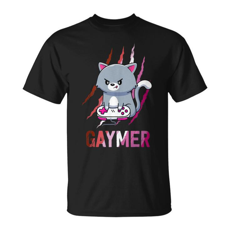 Lesbian Gaymer Geek Pride Lgbt Video Game Lovers Cat T-Shirt
