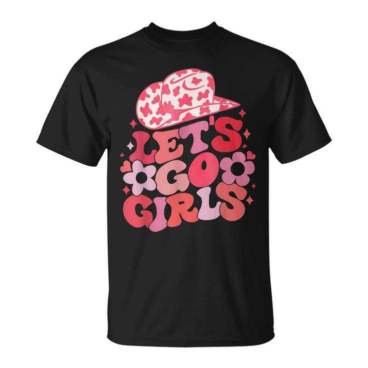 Let's Go Girls Pink Cowgirl Hat Country Valentine Bridesmaid T-Shirt